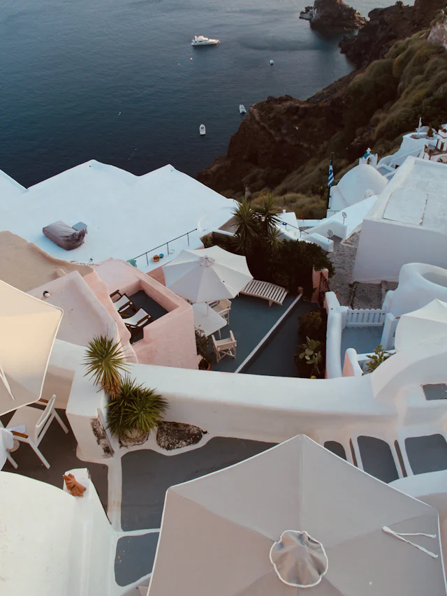 Whitewashed houses and blue domes on the cliffs of Oia, Santorini